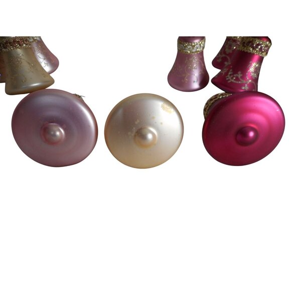 Christmas by Krebs Set of 9 pinks, beige, Glass Bell Tree Ornaments - Picture 5 of 6